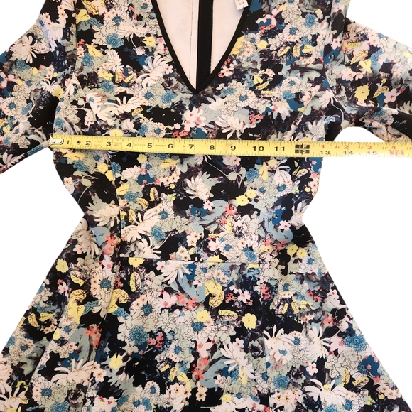 ERDEM Garden Blue Green Floral Fit Flare A Line Dress Neoprene Exposed Zip US 4 - Picture 5 of 6